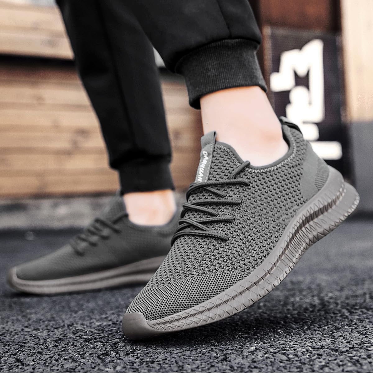 DLWKIPV Mens Slip On Shoes Tennis Walking Gym Athletic Running Fashion Sneakers Workout Footwear Casual Sport Outdoors Breathable Knitted Mesh Lightweight