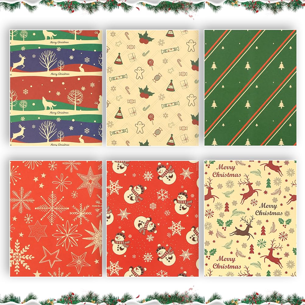 Papier Cadeau De Noël 50 X 70 Cm Par Feuille, Bonhomme De