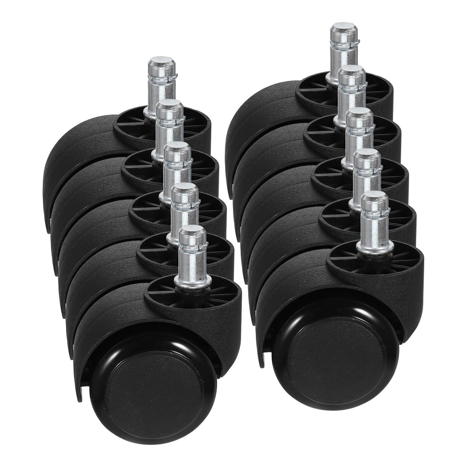 10pcs 2-inch Office Chair Casters Heavy-Duty Swivel Caster Wheels with Stem Circlip Silent Rolling Furniture Replacement for Computer Chairs