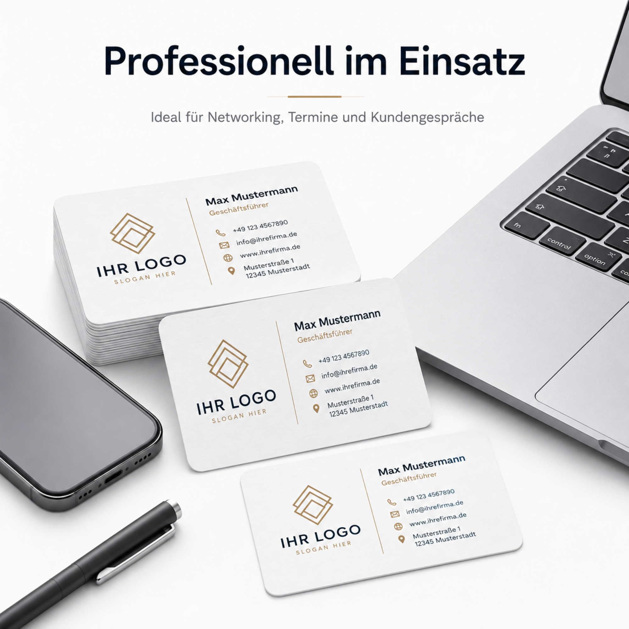 Visitenkarten erstellen - 1000 Stück - Text Linie - personalisierte Business Karten - 85 x 55mm, Text