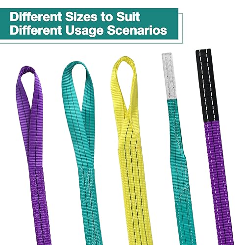 Miniatura 5 de Correas de elevación de 1 pulgada x 2 pies 2 capas resistentes de elevación de ojos planos, correa de elevación de poliéster, correa de recuperación