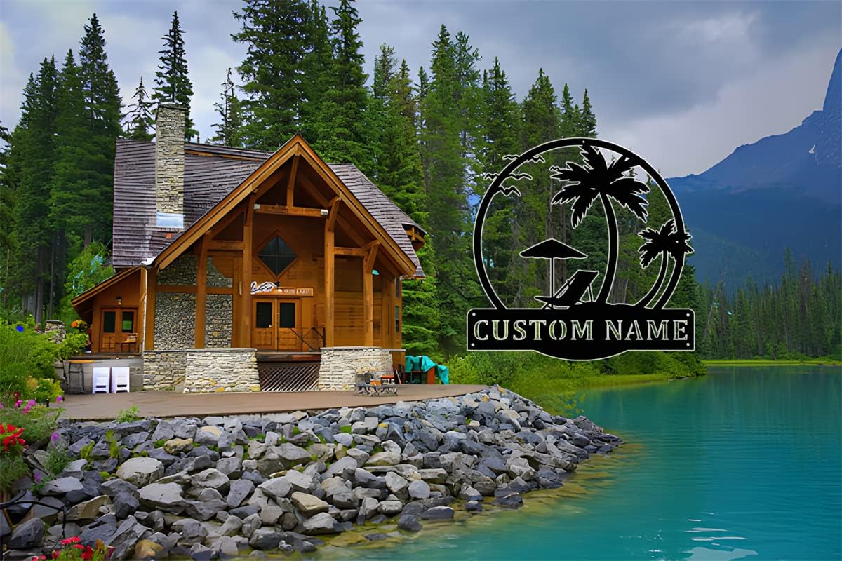 Custom Sunset Beach Metal Sign,Personalized Palm Tree Last Name Signs,Seabirds Wall Decor,Vacation Signs,Pool Decor,Housewarming Gifts