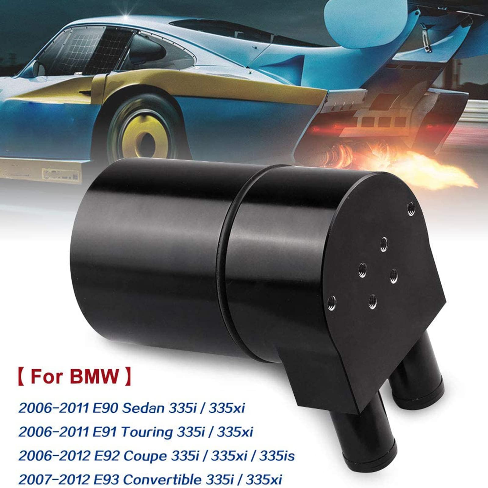 RULLINE High Percompatible withmance Black 0.75 inch 19MM Aluminum Alloy Reservior Oil Catch Can Tank compatible with BMW N54 335