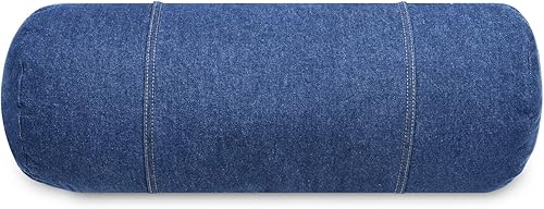 Miniatura 5 de Karin Maki - Almohada redonda de mezclilla para espalda baja, rodillas y cuello, almohada cilíndrica decorativa, 9 x 21 pulgadas, azul