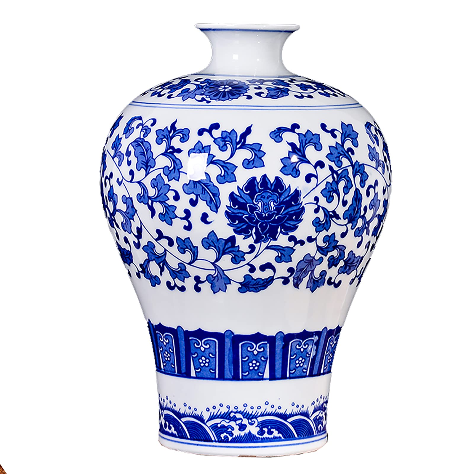 Vases en céramique d'art fait main en porcelaine bleue et blanche haut de gamme