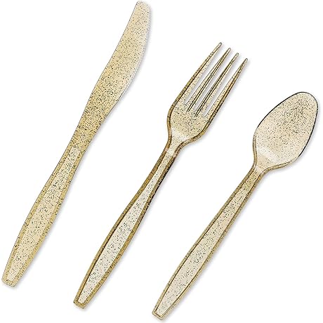 Juvale Gold Glitter Forks for Wedding Party