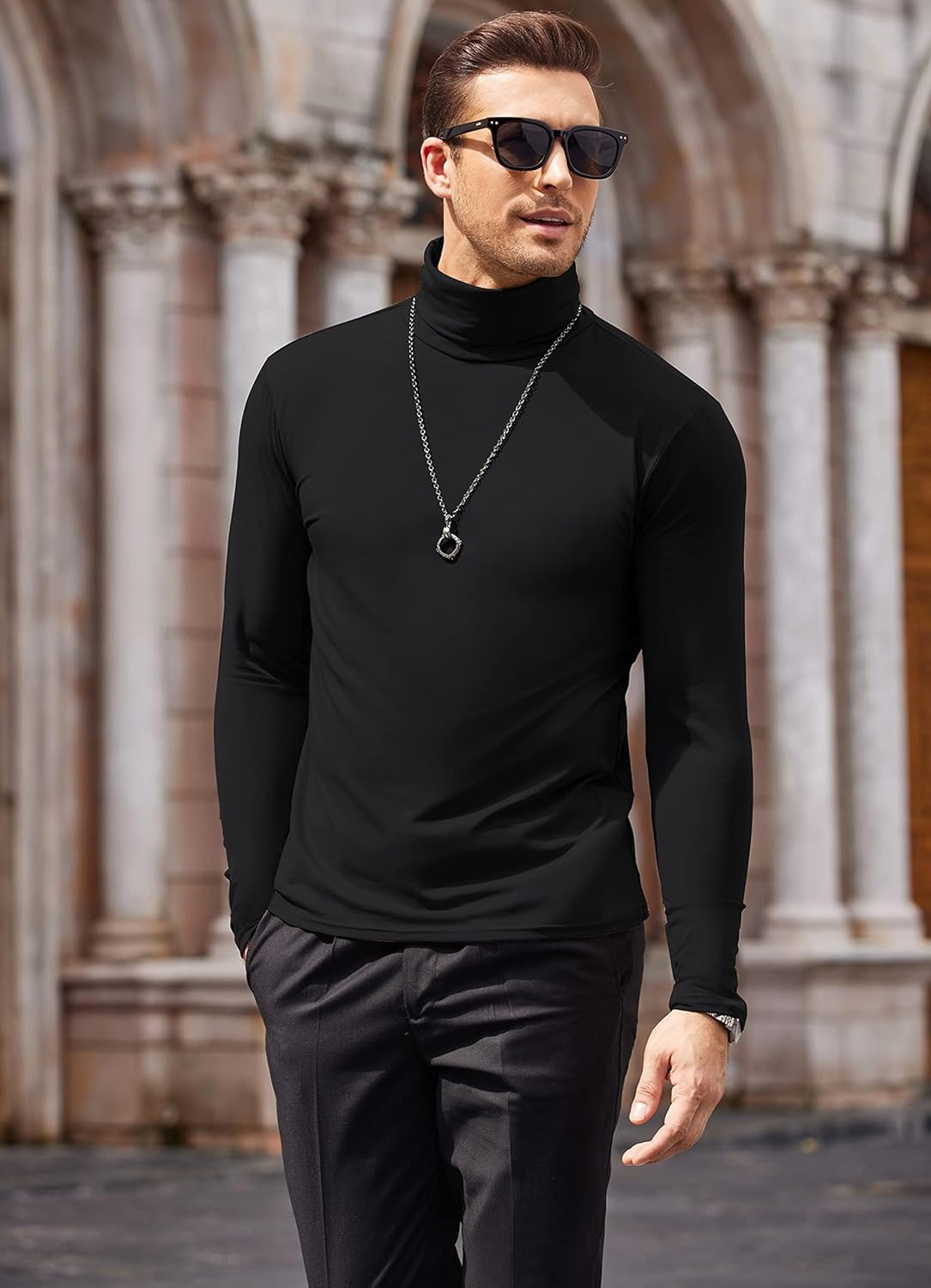 COOFANDY Men's Turtleneck Jumpers Long Sleeve Roll Neck Tops for Men Basic High Neck T Shirts Lightweight Turtle Neck Sweater Pullover 5 71RK9jSzywL. AC SL1500