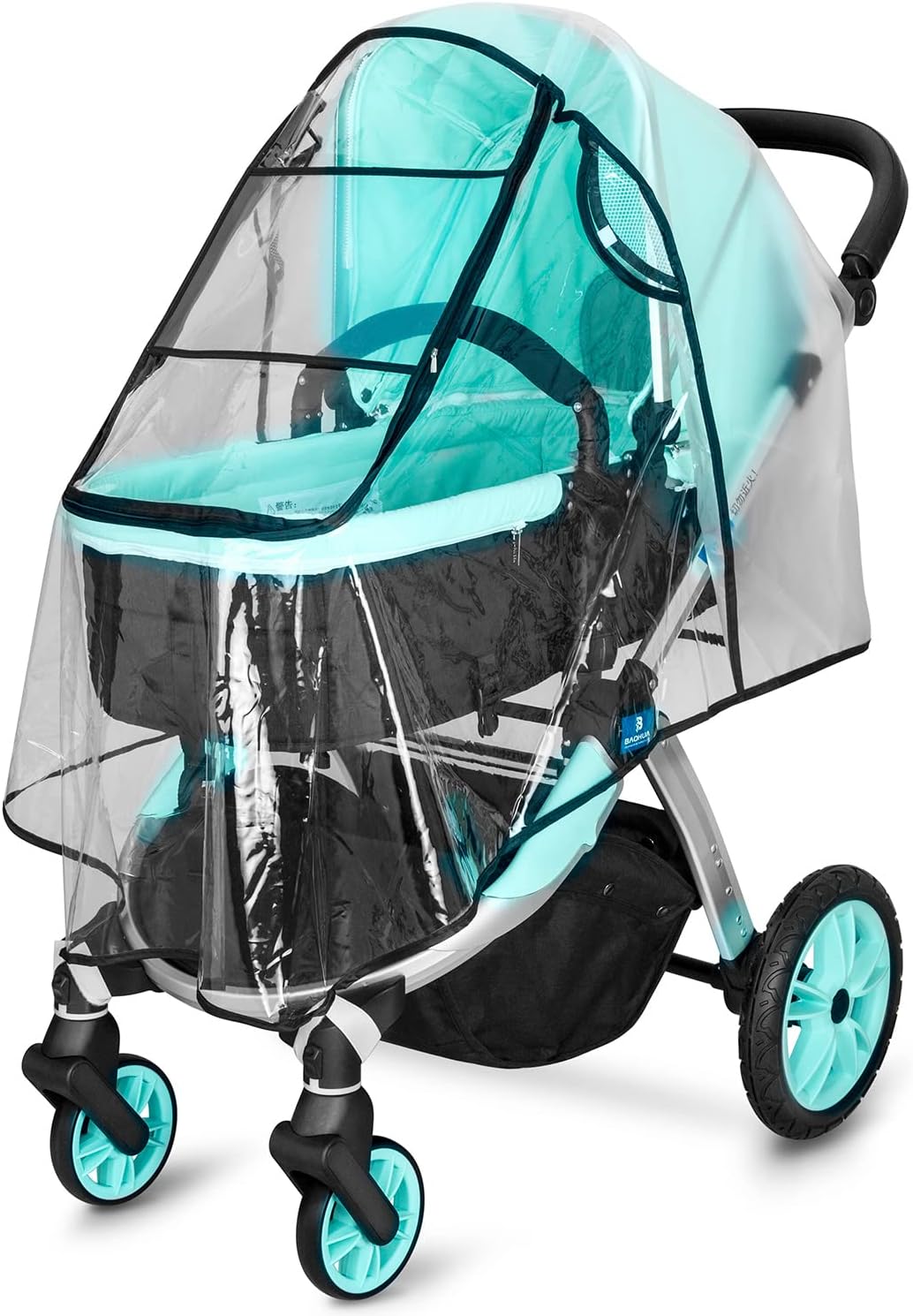 Stroller Rain Cover, Universal Baby Travel Weather Shield, Clear, Waterproof, Windproof, Breathable Ventilated, Fits Most Single Strollers, Protects from Rain, Wind, Dust and Snow