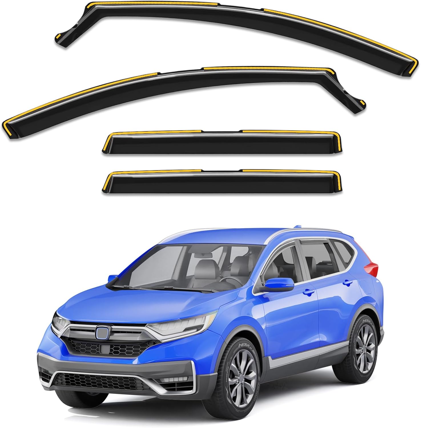 in-Channel Rain Guards Fit for Honda CRV CR-V 2017-2022, Extra Durable Window Rain Guards Visors Vent Visors Window Deflector Vent Shades Car Accessories -4 pcs