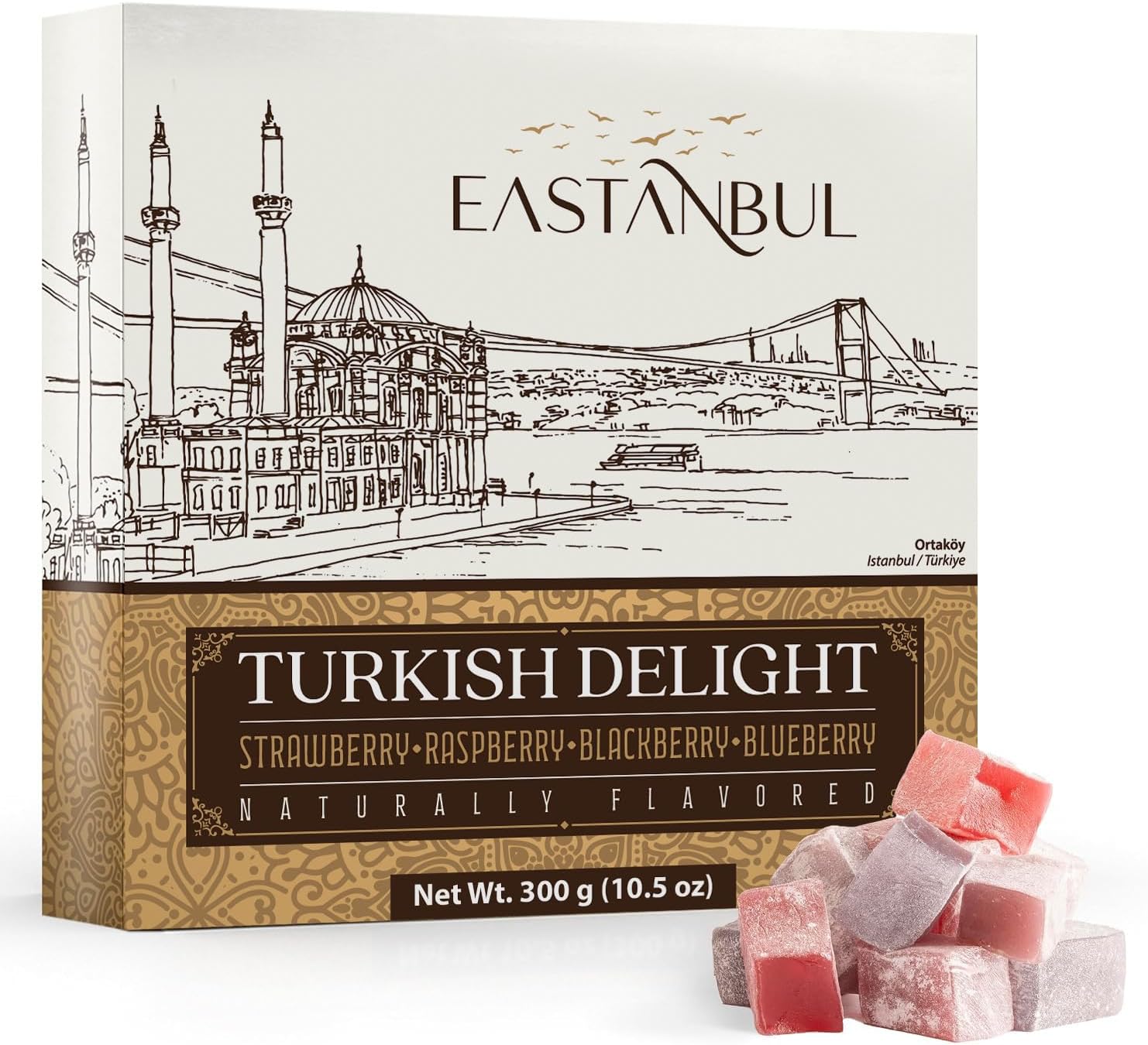 Eastanbul Turkish Delight, Turkish Delights Candy Assorted Flavor, 10.5oz