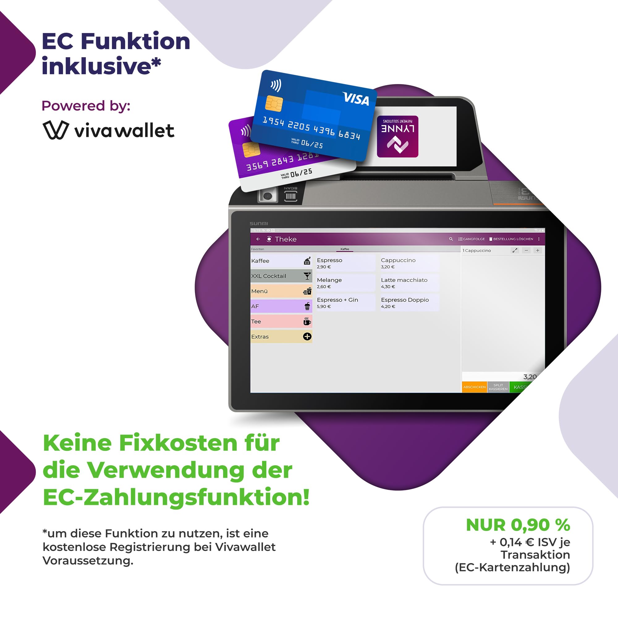 Registrierkasse TSE ready Kassensystem mit Kartenterminal Bondrucker Kasse Kartenzahlungsgerät Gastronomie Handel D3 mini Allrounder PLUS