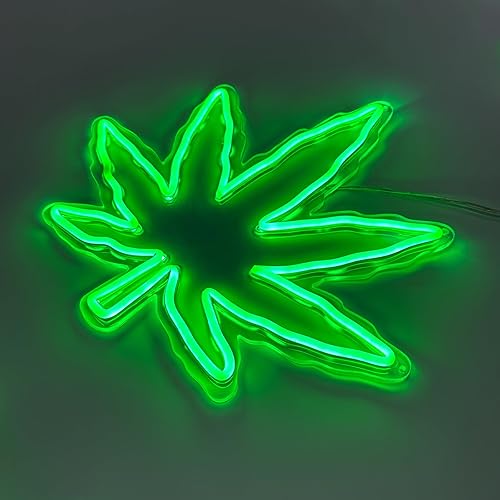 Miniatura 5 de Letrero de neón de hoja verde de 20 pulgadas, letreros LED personalizados de hoja de cáñamo de marihuana, luz de neón, letreros de neón de hierba de