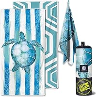 Vista 23 de VENTURE 4TH Toalla de playa de microfibra: secado rápido, compacta, libre de arena, absorbente, a prueba de arena y ligera - Perfecta para Turtle Bay