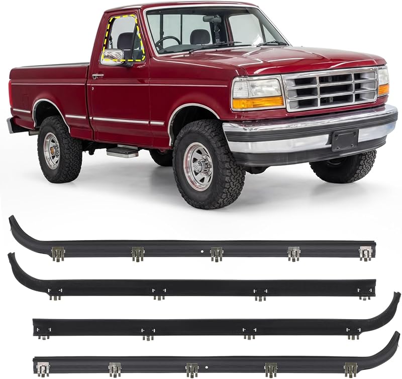 Kit de canaleta feltro de vedação para janela WILLBOND Ford F150 F250 F350 Bronco 1987–1997 – 4 peças