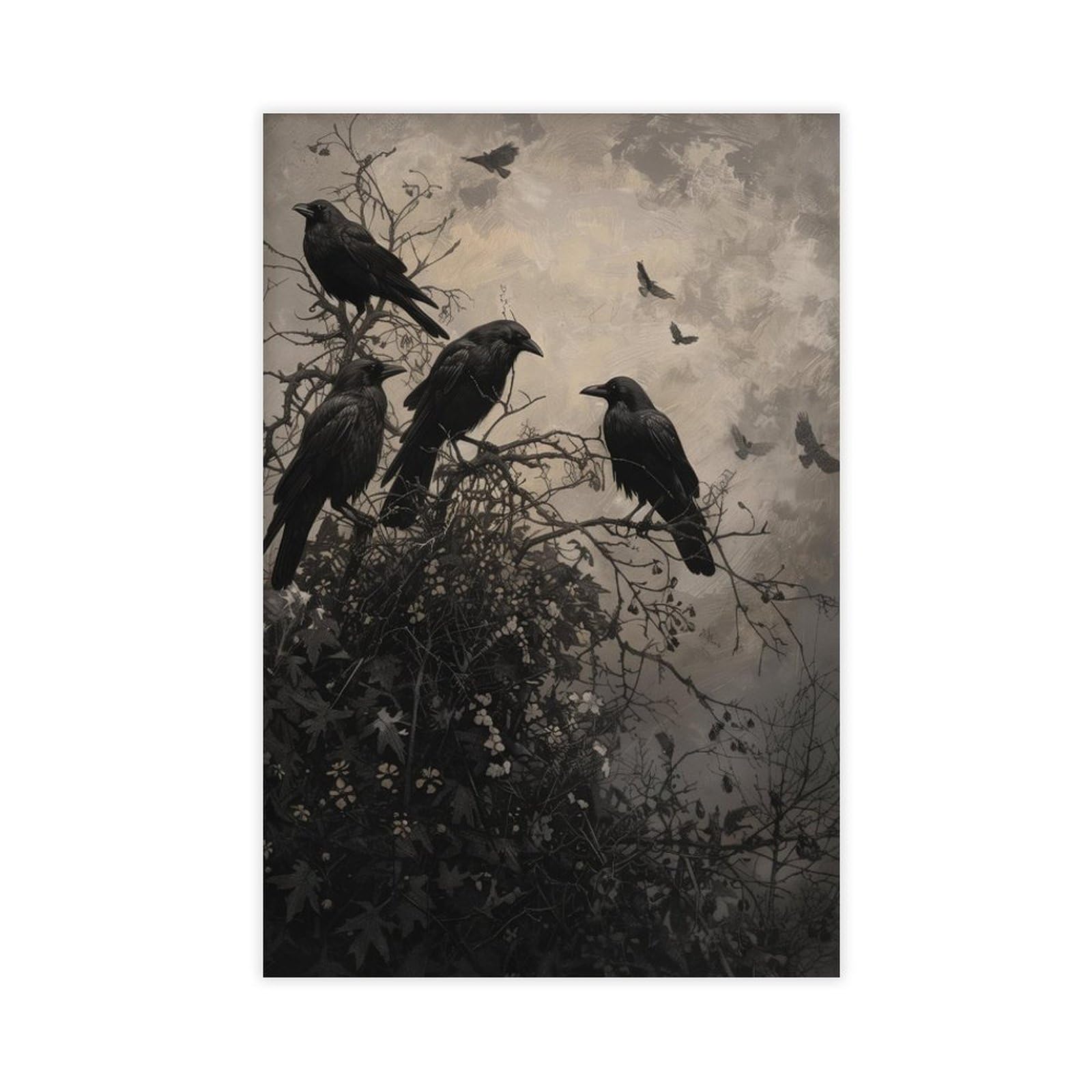 HOHHMY Retro Raven Poster Canvas Poster for Dorm Room Decor Gift