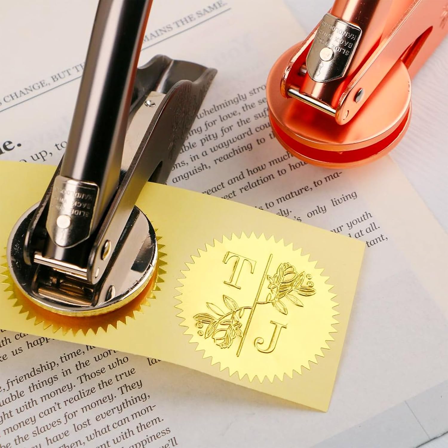 Custom Book Embosser Personalized Stamp | Floral Book Stamp | from The Library of Stamp | Personal Library Stamp | Teacher Stamp | Custom Embosser for Books Paper Journals Documents | Book Lover Gift