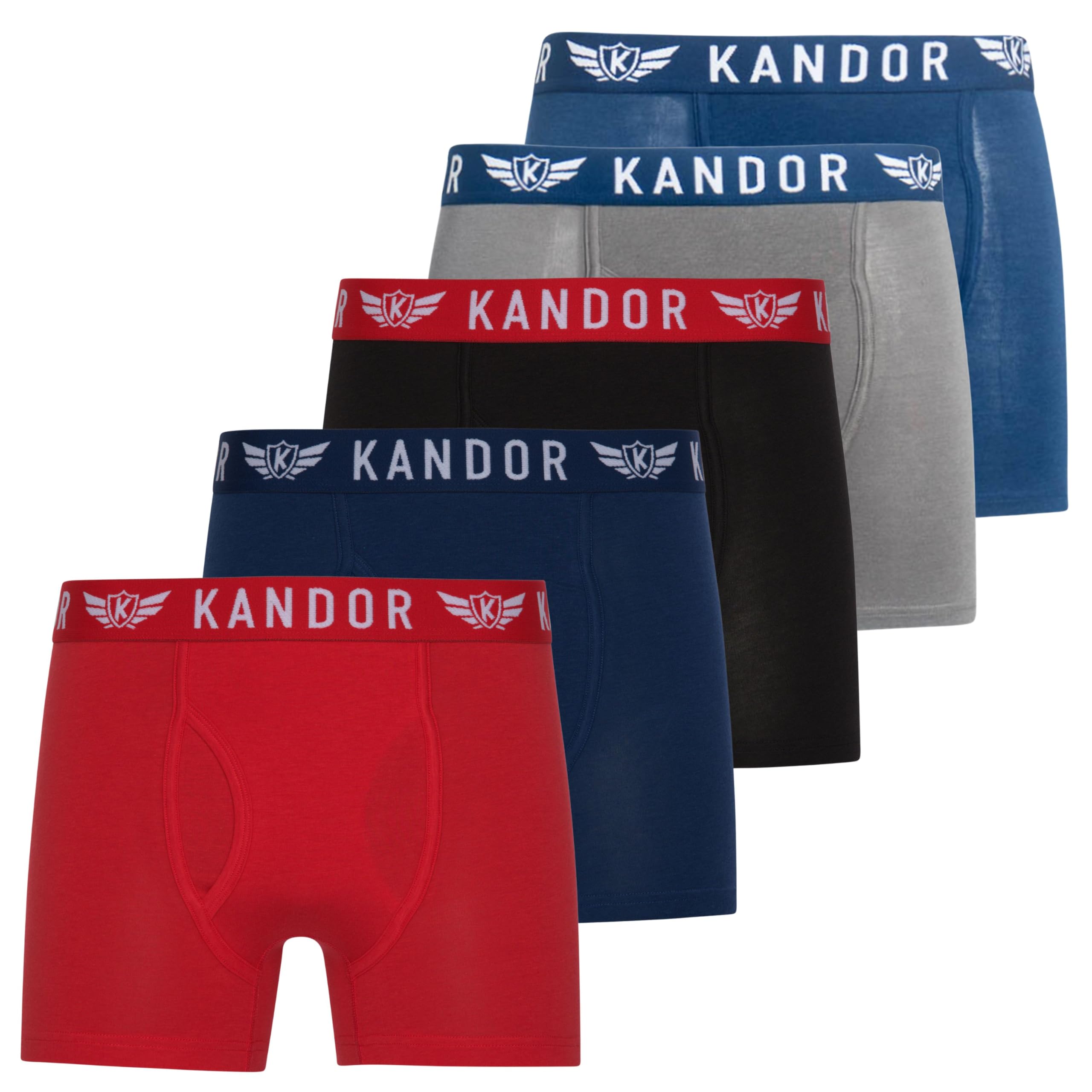 Kandor Herren Bambers Bambus Boxershorts (5er Pack) Premium Bambus-Baumwolle Stretch Unterwäsche Multipack mit atmungsaktivem Stoff & elastischem Bund Größen S-XXL