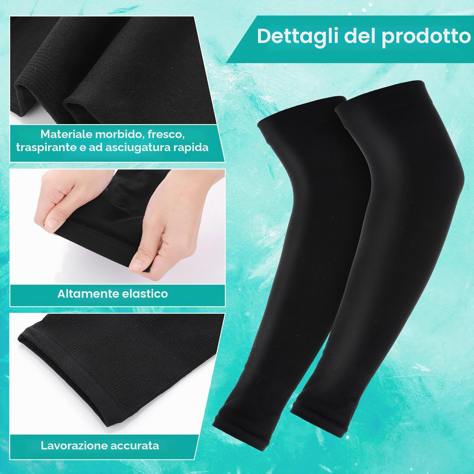 Telooco 2 Paia Manicotti Pallavolo Ragazza Bambini Manicotti di Protezione Solare Nero Maniche Anti-Taglio Anti-UV Compresse in Seta di Ghiaccio Compressa per Bambini Ragazzi Ragazze