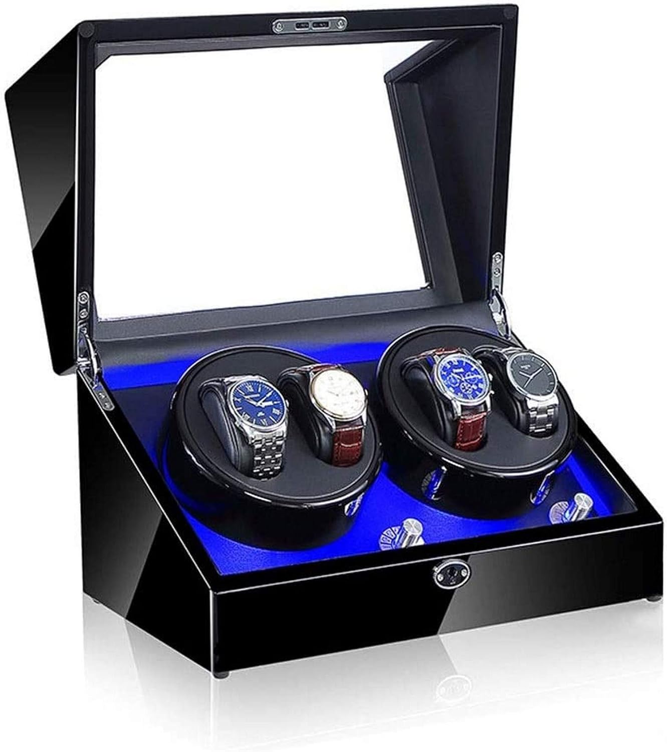 Winder, with Quiet Motor LED 5 Rotation Modes 4 Watches for Men and Women Storage Display Case Box Watch Winder Display Watch Box Watch Storage,D-A,D-A