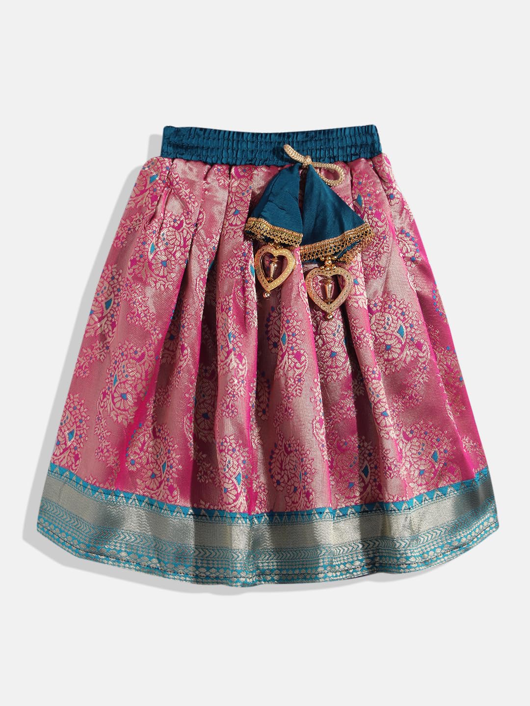 Aarika Lehenga zestaw choli dla dziewcząt, odzież etniczna, niebiesko-różowy, mocny jedwab, niebiesko-zielony