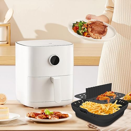 Miniatura 6 de Separador cuadrado de silicona para freidora de aire, 2 unidadesjuego apto para alimentos, cesta cuadrada de silicona para freidora de aire de 8.5