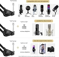 Vista 6 de Brazo de brazo para micrófono, soporte de brazo de brazo de micrófono, soportes de microfono resistentes, plegable, soporte de brazo de tijera