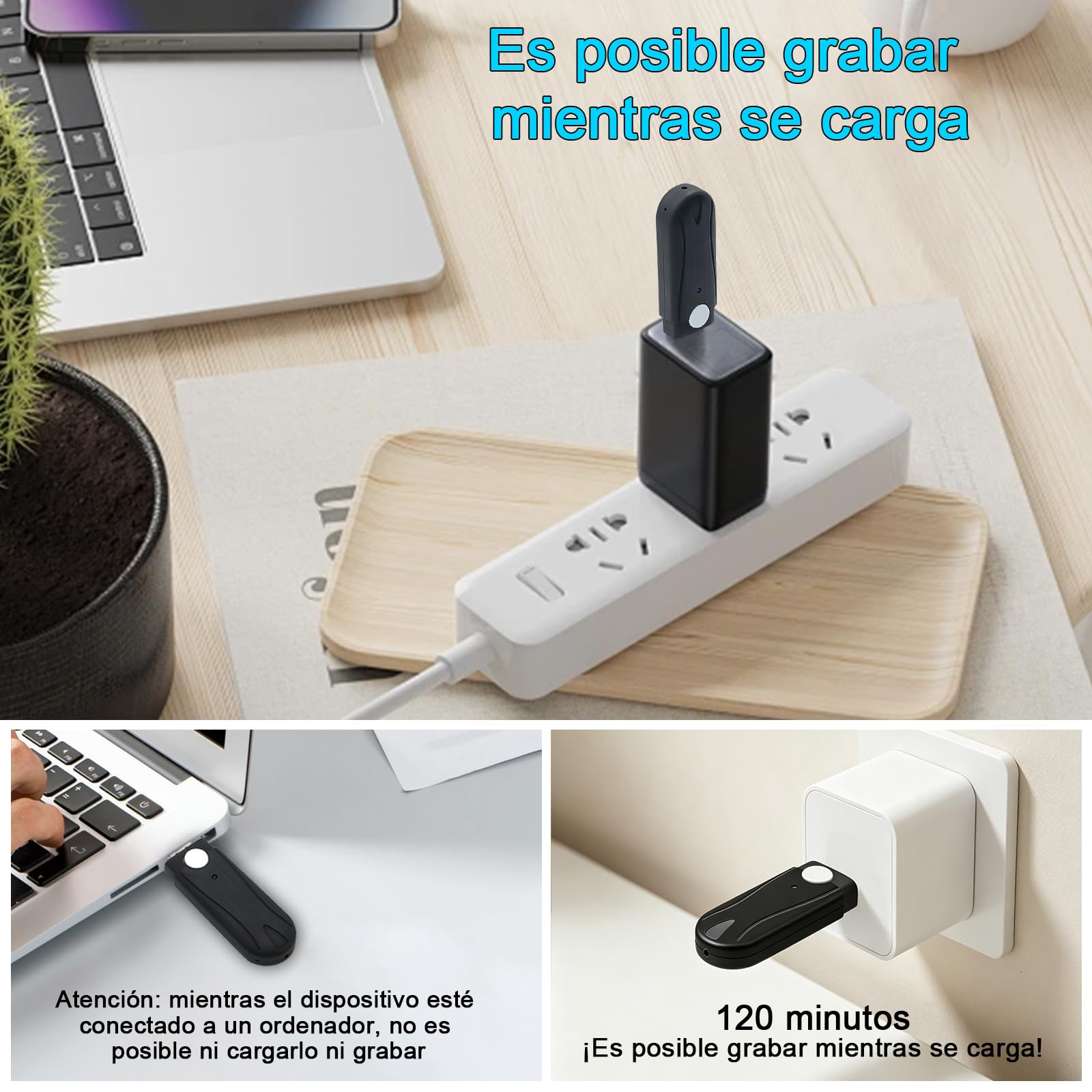 Cámara Oculta 1080P Mini Cámara Espía Memoria USB | 2H Microcámara Vigilancia, Grabación en Bucle, para Reuniones y Actividades al Aire Libre