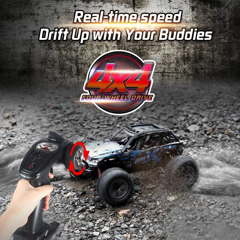 Soyee 1:16 RTR RC Car 4WD 2.4GHz Remote Control Monster Truck All Terrain 36km/h Off-road Waterproof Vehicle Toys for Kids & Adults 1000mAh Batteries x2 40mins+ Playing time