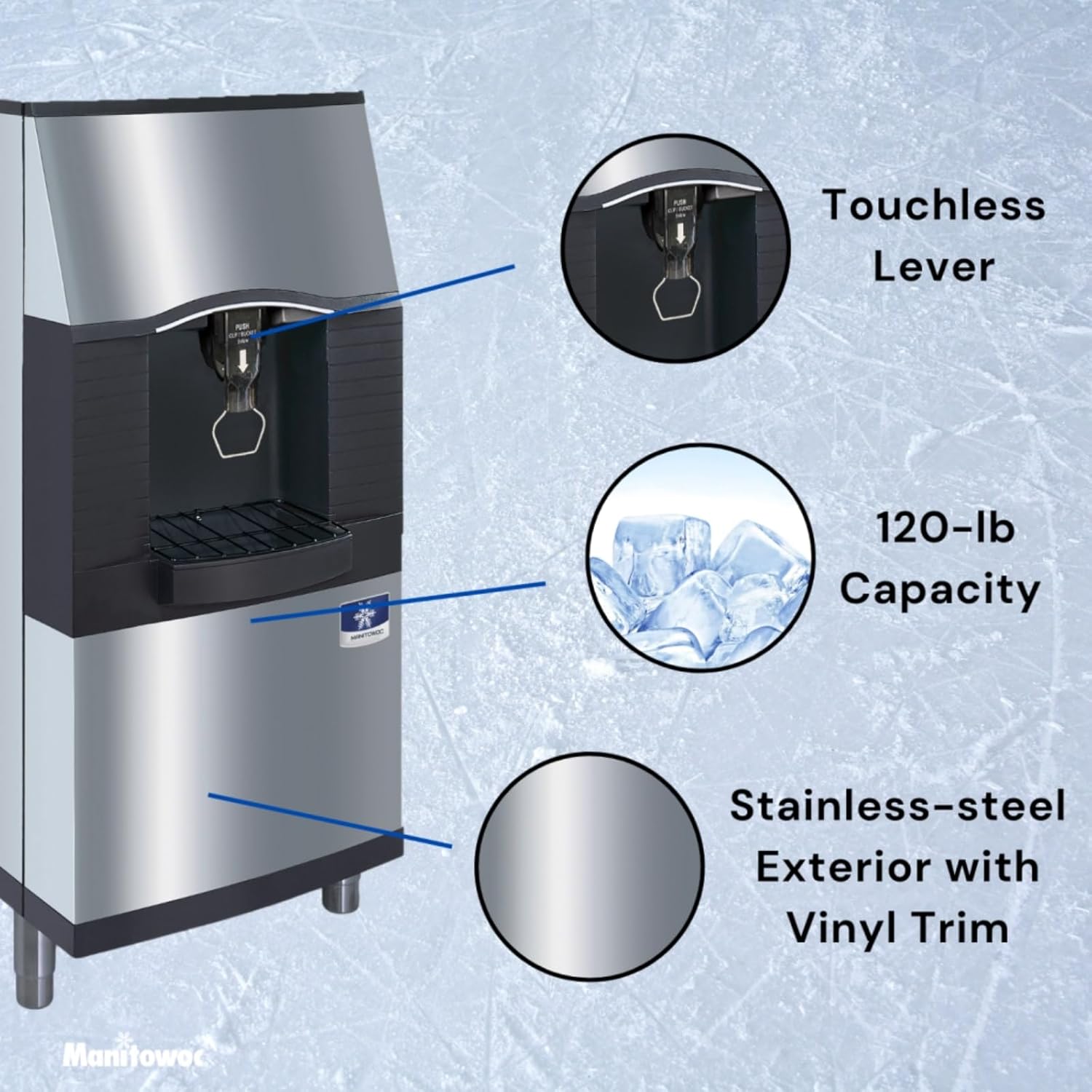 Manitowoc SPA162 Ice Dispenser with feature callouts