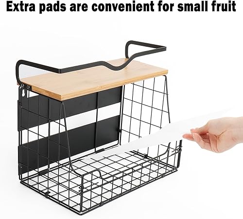 Miniatura 9 de Livabber Cesta organizadora magnética para nevera con estante de madera, contenedor grande de almacenamiento de frutas y verduras, especias y