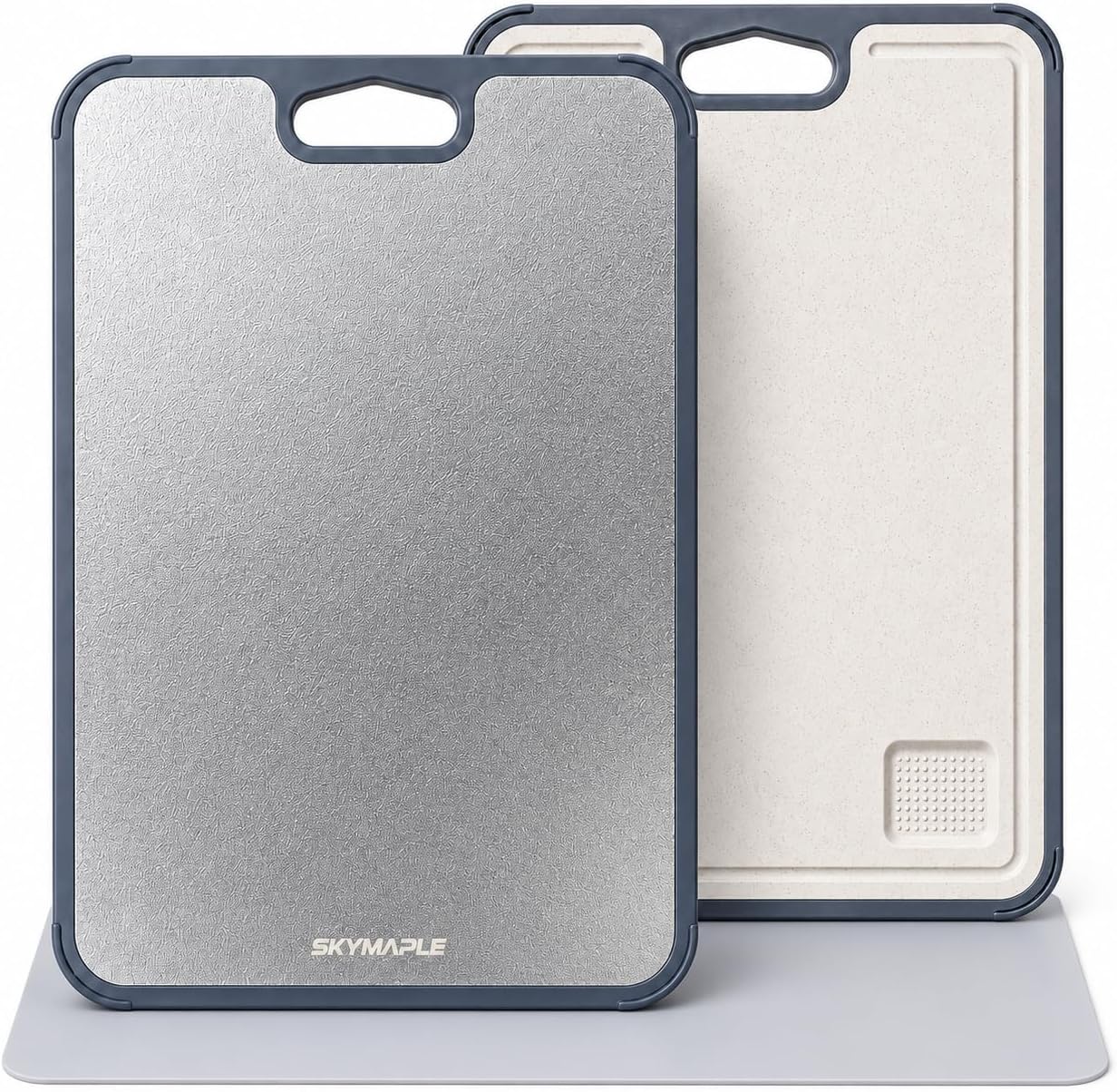 Titanium Cutting Board for Kitchen, 15"x11" Double-Sided Pure Titanium & PP Food-Grade Chopping Board, Non-Slip Textured Surface for Raw & Cooked Food, Odor Resistant, Durable & Easy to Clean