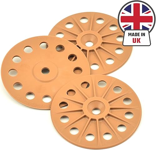 Miniatura 3 de Arandelas reforzadas de fibra de vidrio y 30% de 2.362in para fijar tablas de aislamiento rígidas, color marrón, 100 unidades