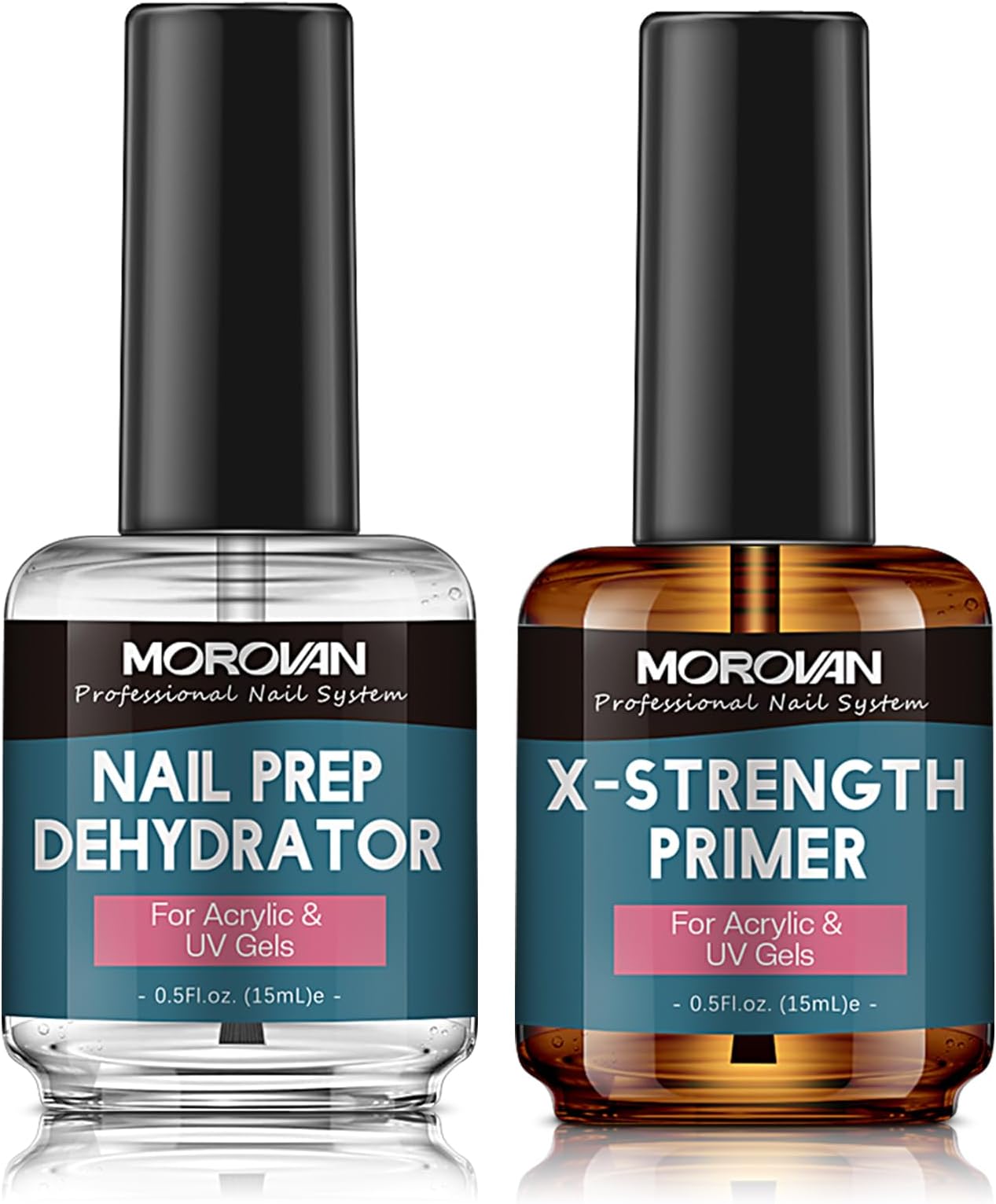 Nail Prep Dehydrator And Primer X-Strength, No Burn Non Acid For Acrylic Powder Fast Dry 0.5Oz Set