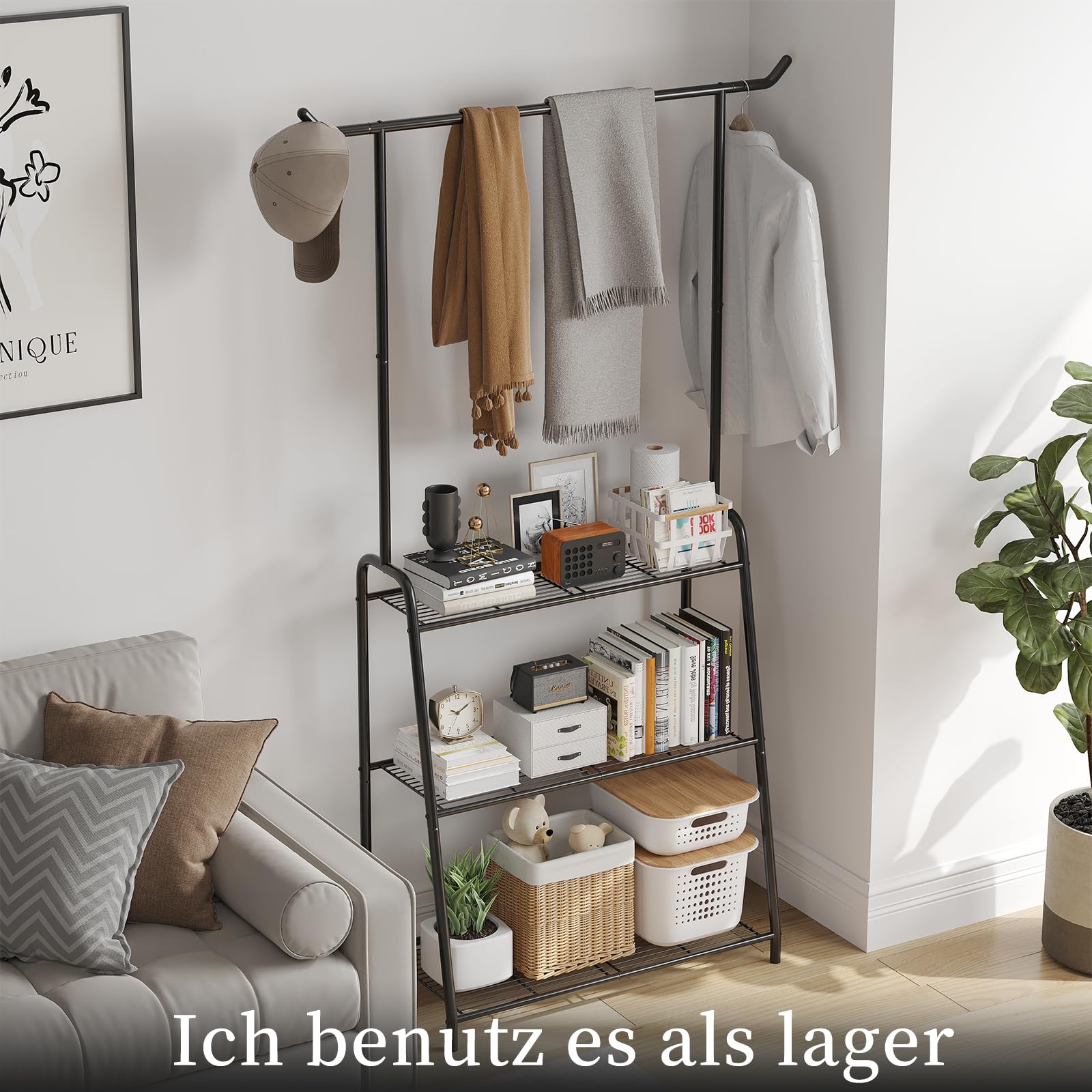 Kitsanery Pflanzenständer für drinnen und draußen, Metall-Pflanzenständer für mehrere Pflanzen, 3 Etagen, hohes Hängeregal, groß, strapazierfähig, Blumenhalter, Leiter für Wohnzimmer, Terrasse, Balkon