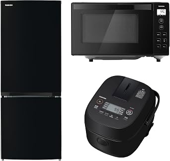 Toshiba Refrigerator GR-W15BZ1K + Microwave ER-S17ZB K + Rice Cooker RC-5ZXTK Black Set