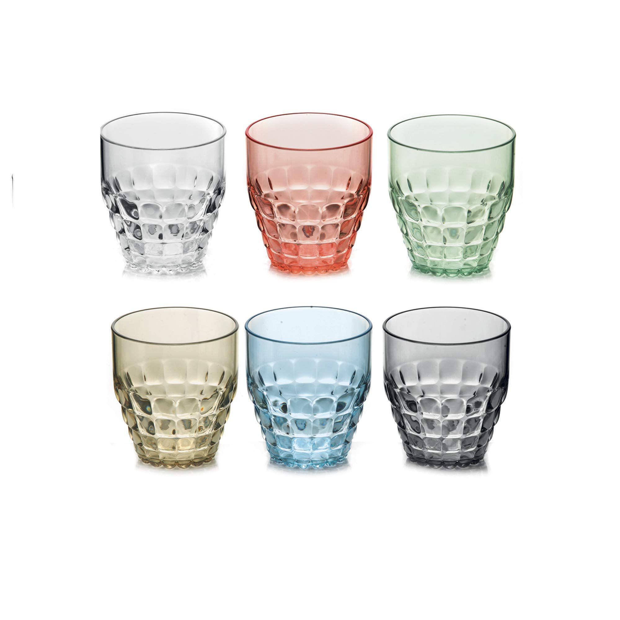 Guzzini Set 6 Bicchieri Bas Tiffany Assorted & Caraffa Tiffany, Trasparente, 11.5 X 18.5 X H25.5 Cm