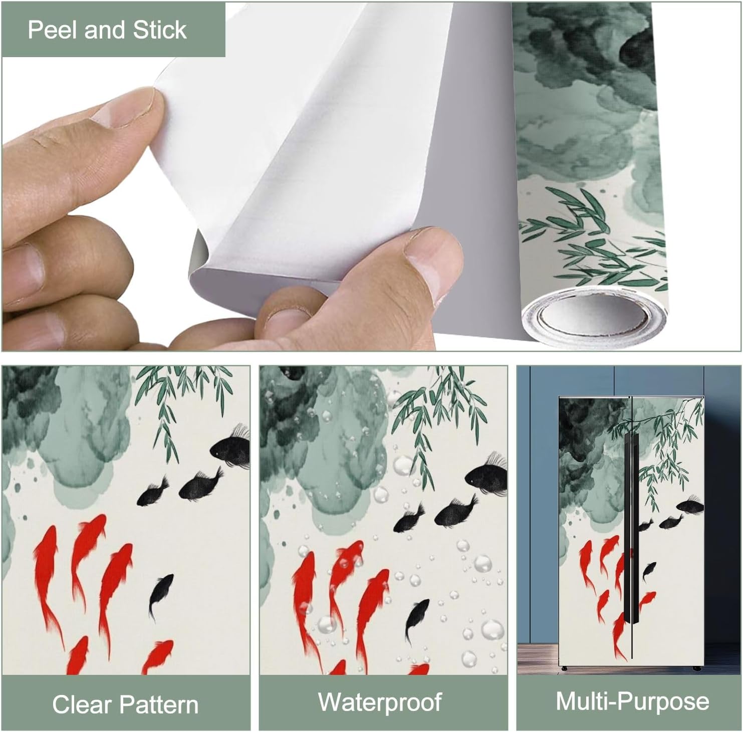 3D Door Sticker Japanese Painting Nature Japandi Chinese Painting Landscape Minimalist Door Mural Peel and Stick Self-Adhesive Door Decal Removable Wallpaper Poster Home Decor for Bedroom 30.3"x78.7"
