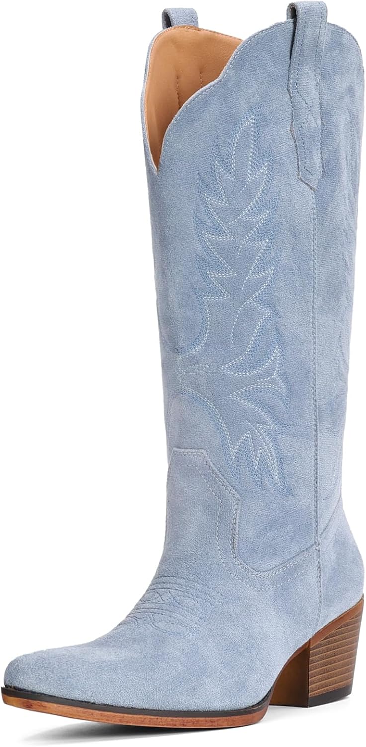 IUV Suede Cowboy Boots for Women Mid Calf Western Cowgirl Boots image 4