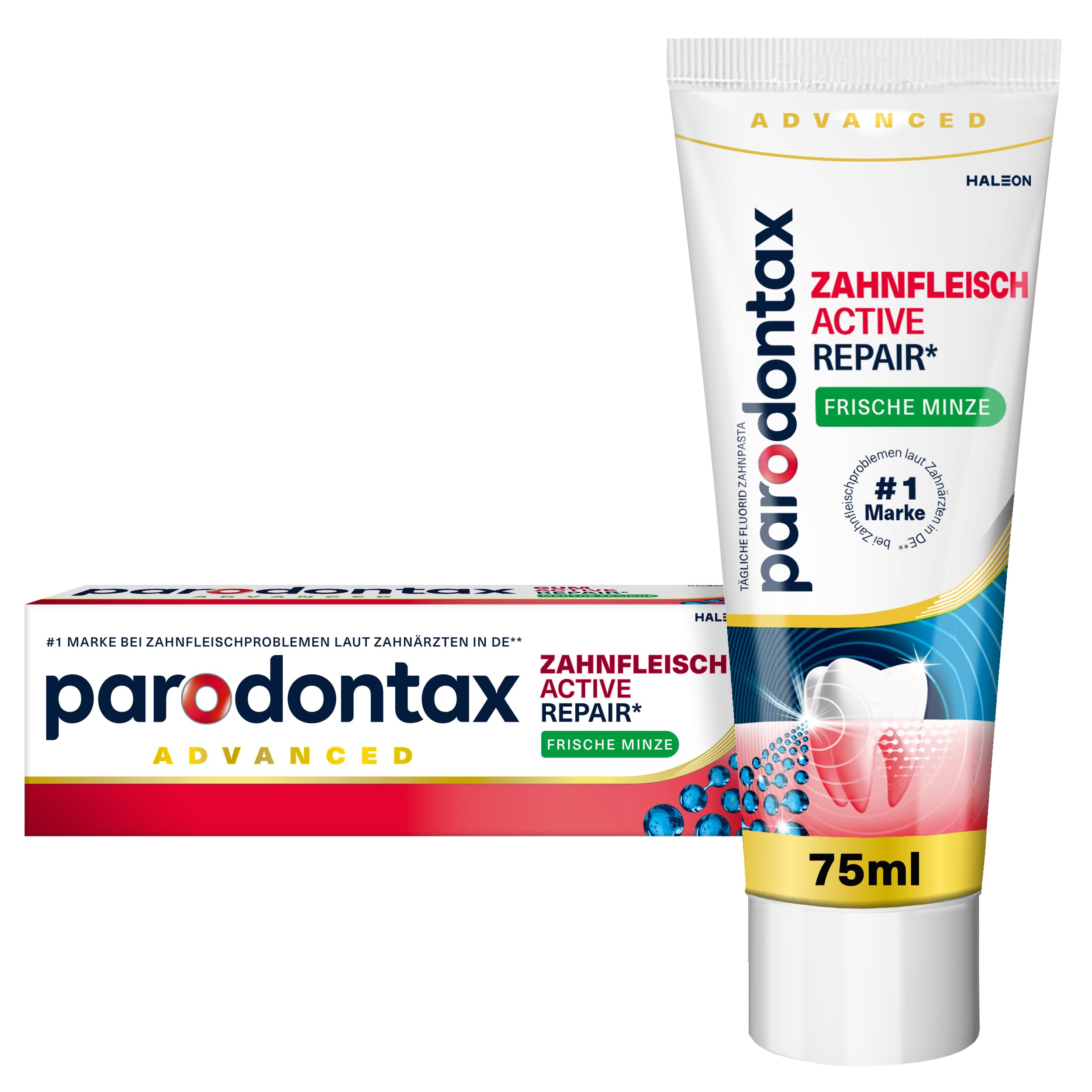 ParodontaxActive Gum Repair Toothpaste with Fluoride, 1 x 75 ml, Toothpaste for Healthier Gums from Week 1