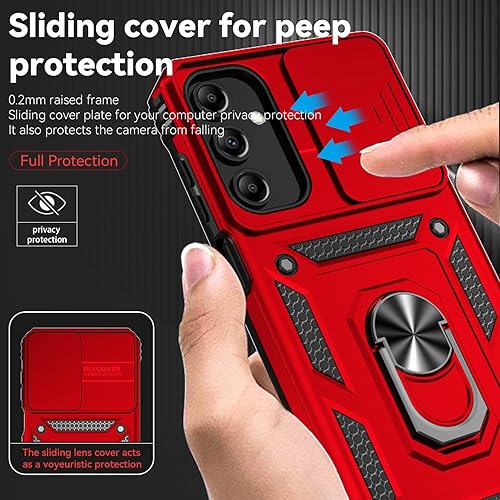 Miniatura 5 de SunStory Funda para Samsung Galaxy A15 5G con protector de pantalla HD, cubierta para cámara deslizante y soporte de anillo giratorio, grado