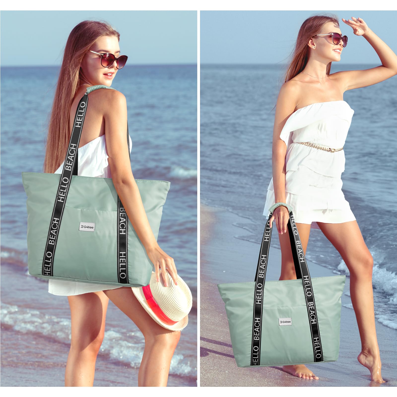 G4Free Strand-Tragetasche, wasserdicht, sanddicht, Umhängetasche, Strandtasche, große Sporttasche, Einkaufstasche für Damen