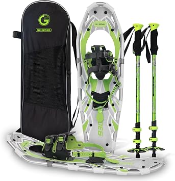 G2 21/25/30/36 Inches Light Weight Snowshoes with Trekking Poles, Tote Bag, Special EVA Padded Ratchet Binding, Heel Lift, Toe Box6 Colors Available