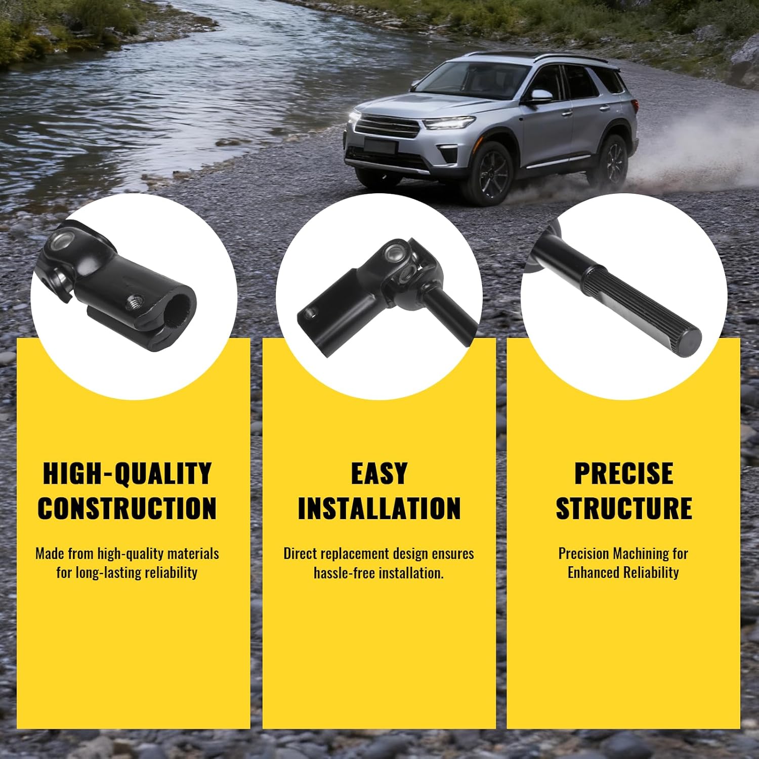 TUCAREST 425-455 Lower Steering Shaft w/Universal Rag U-Joint Coupler Compatible with 92-96 Le-xus ES300 / 95-99 to-yota Avalon, 92-96 Camry Replace # 45260-33031 4526033031