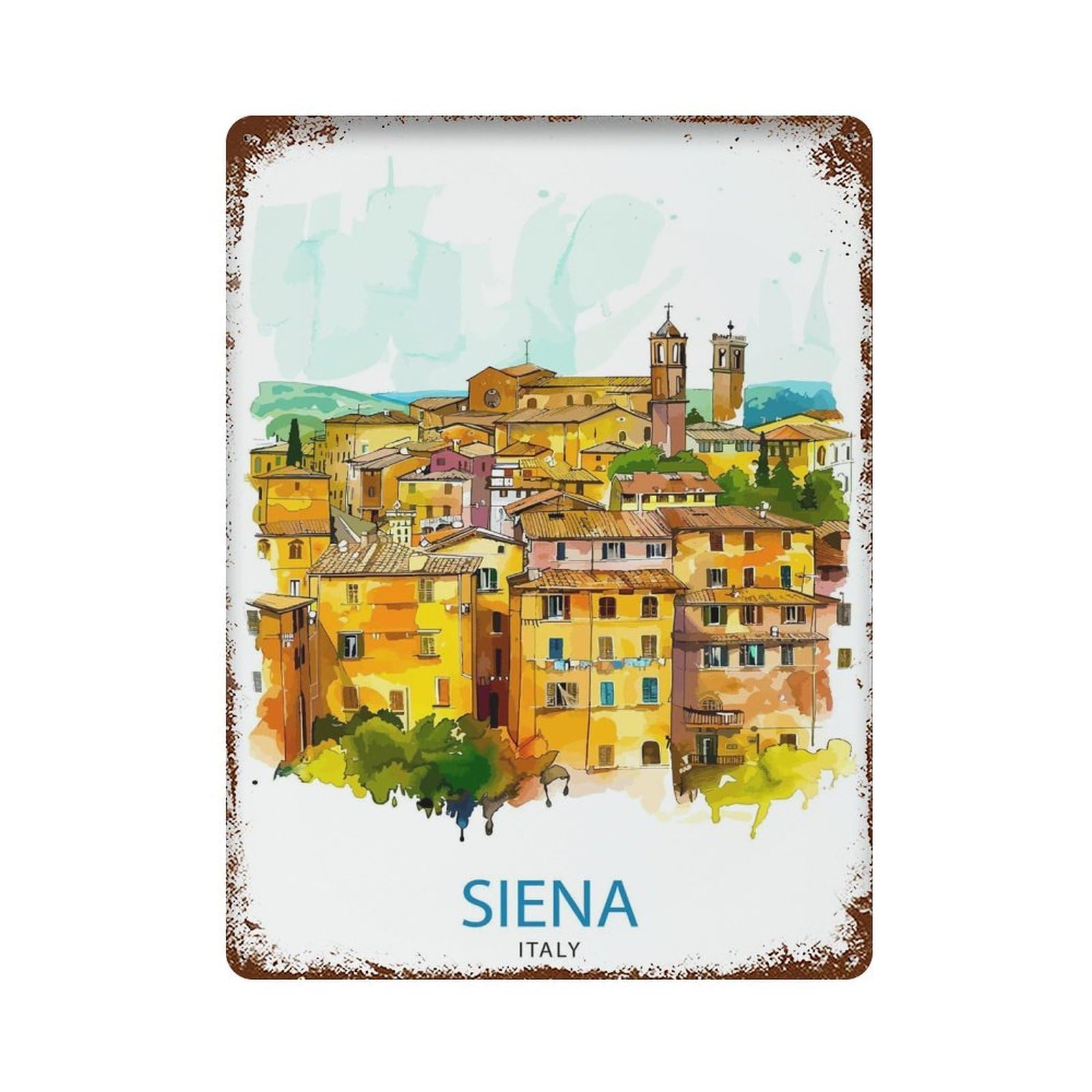 xiaoxiaoshen Siena Italy Travel Tuscany Wa Wall Decor Art Metal Tin Poster Modern Home Decor Art Home Bar Shop Decorations Vintage Sign 40x30cm