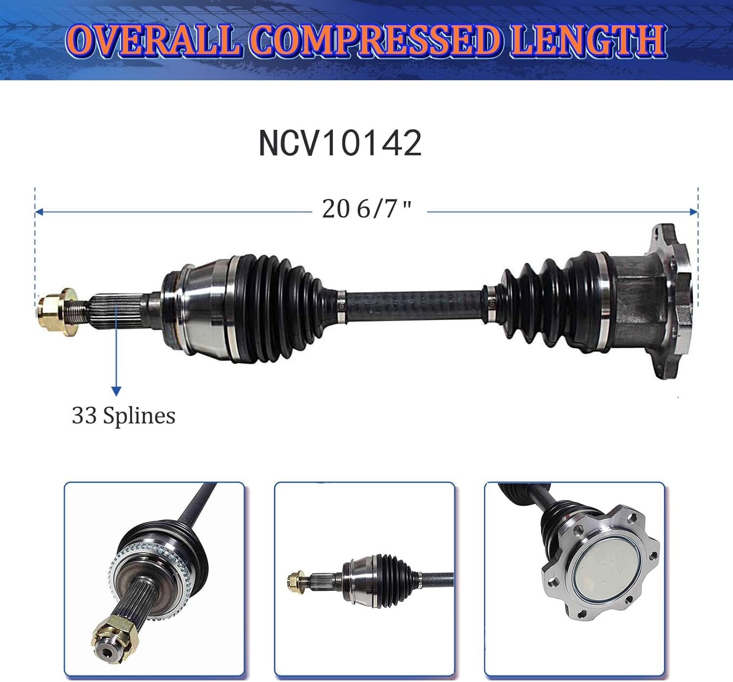 Maxfavor CV Axle Left or Right Front 4WD Fit for Chevy Silverado Avalanche 1500/K1500 Suburban/Tahoe&GMC K1500 Suburban/K2500 Sierra 1500/Yukon XL 1500 1988-2007&Cadillac Escalad ESV/EXT 1999-2005