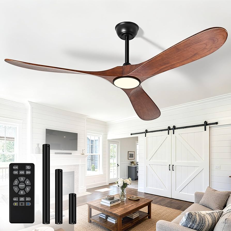 Mosanfan 52 Inch Ceiling Fans with Lights and Remote, Wood Outdoor