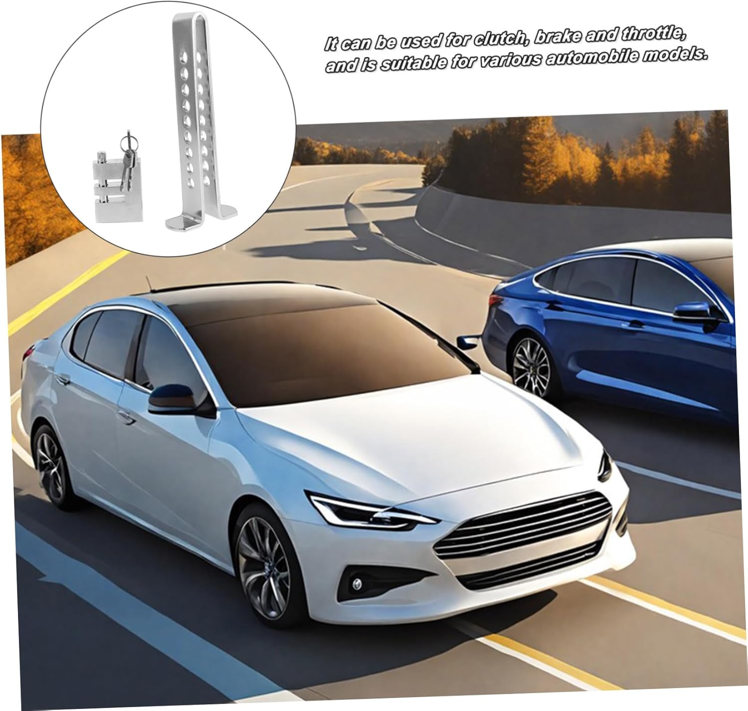 Adjustable U Shaped Car Theft Lock Retractable Security Device for Brake Clutch Accelerator Portable Multi Functional Vehicle Locking