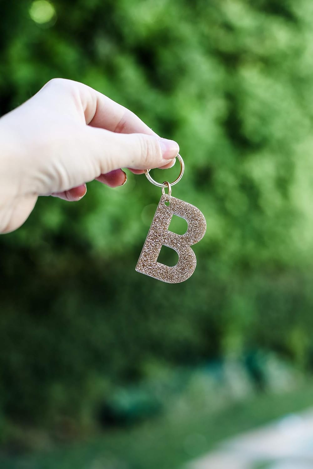 Lucky Feather B initial keychain | Christmas Stocking Stuffers for Women | Glitter key chain| letter B keychain great purse charms for Key Handbag Backpack Bag, Trendy Gift | llaveros para mujer image 4