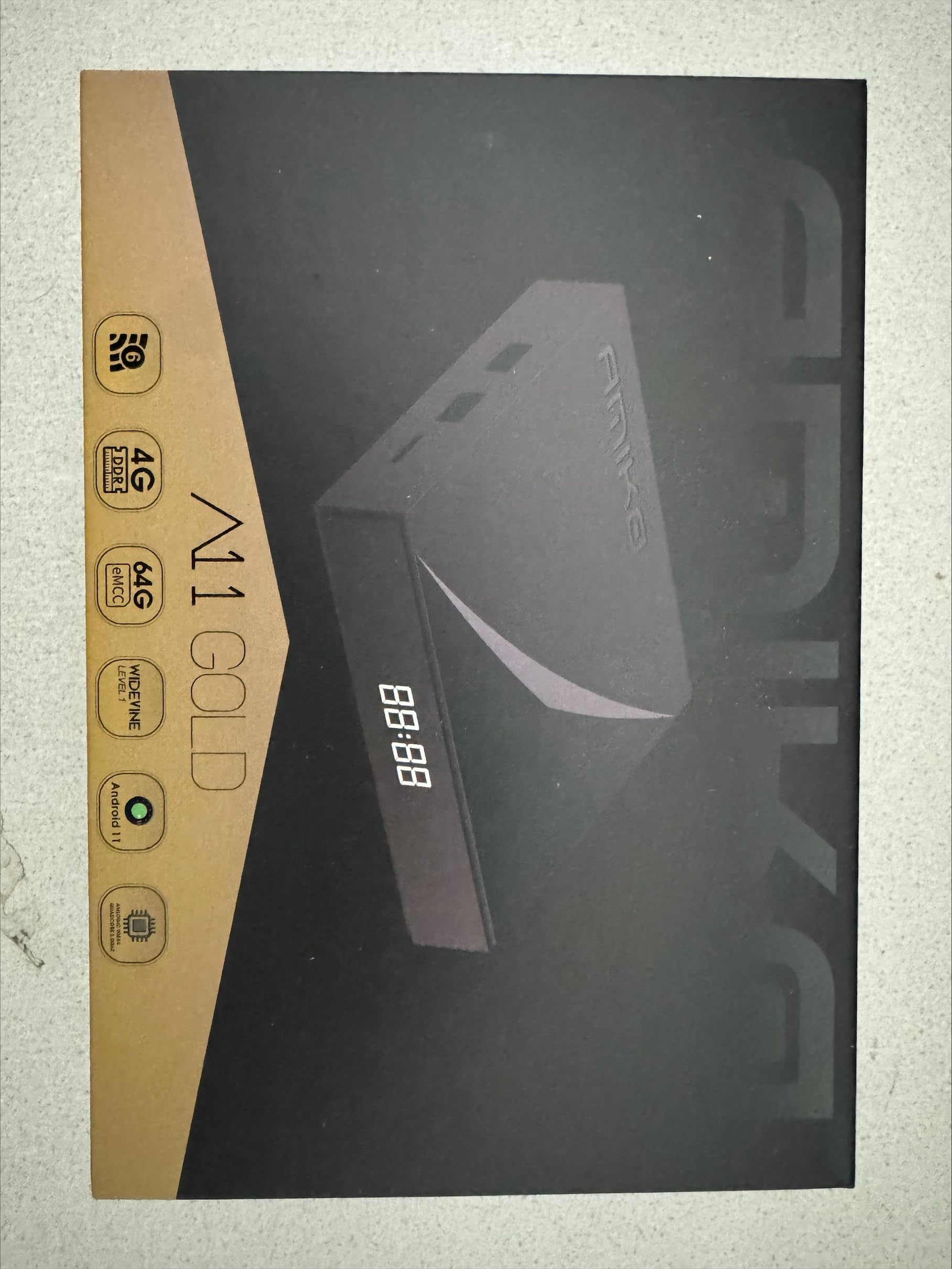 Amiko A11 Gold 4K UHD 4 Go 32 Go Android 11 WiFi Dual Band 100 Gigabit Bluetooth 5.2 USB 3.0 Widevine