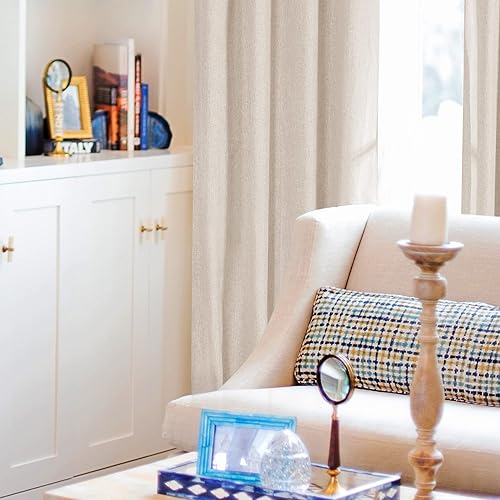 Miniatura 8 de Deconovo Total - Cortinas opacas de lino sintético para oscurecer la habitación con aislamiento térmico que reduce el ruido, cortinas efcientes, 2
